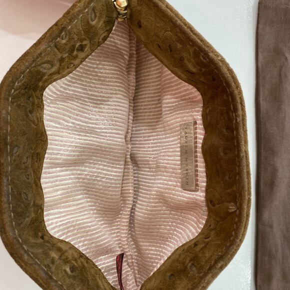 Lauren Merkin Brown Suede Leather Cutout Design Clutch w/Dustbag - Picture 3 of 7